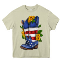 Mossy american cowboy boot with sunflower Heavy Core Tee - HRA Design Shop