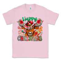 Bubblegum Pink Happy Christmas Cow Classic Tee - CowhideDigitalArt