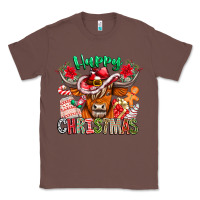 Chestnut Happy Christmas Cow Classic Tee - CowhideDigitalArt