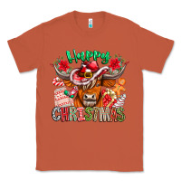 Copper Happy Christmas Cow Classic Tee - CowhideDigitalArt