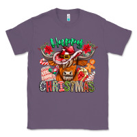Lavender Happy Christmas Cow Classic Tee - CowhideDigitalArt