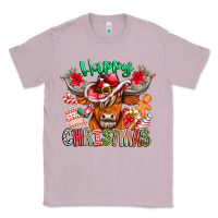 Lilac Happy Christmas Cow Classic Tee - CowhideDigitalArt