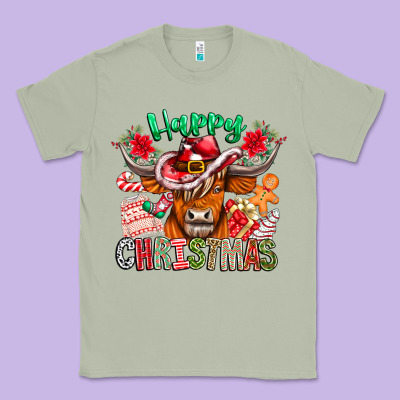 Happy Christmas Cow Classic Tee Designed By Cowhidedigitalart