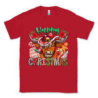 Red Happy Christmas Cow Classic Tee - CowhideDigitalArt