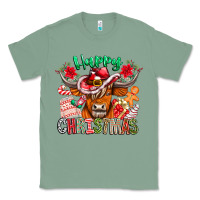 Sage Happy Christmas Cow Classic Tee - CowhideDigitalArt