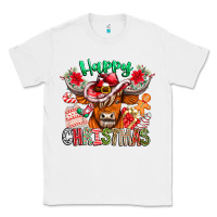 White Happy Christmas Cow Classic Tee - CowhideDigitalArt
