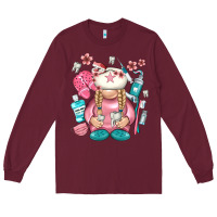 Burgundy dentist gnome Long Sleeve Tee - NancyCooperArtShop
