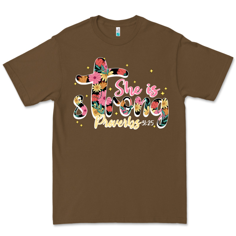 She Is Strong Proverbs 31 25 Premium Tee by JahusDesignShop | Teevron