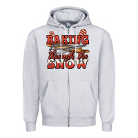 Heather Grey baking through the snow christmas Zipper Hoodie - Jasminsmagicworld