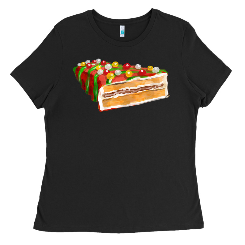 Red Christmas Cake Fa Element 1 Ladies Tee by FaDigitalArtStudio | Teevron