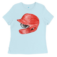 Baby Blue red baseball batting helmet fa element Ladies Tee - FaDigitalArtStudio