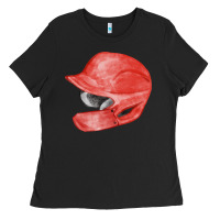 Black red baseball batting helmet fa element Ladies Tee - FaDigitalArtStudio