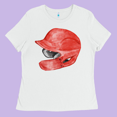 Red Baseball Batting Helmet Fa Element Ladies Tee Designed By Fadigitalartstudio