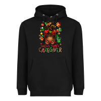 Black santas favorite caregiver afro messy bun Heavyweight Hoodie - texasbilliewilder
