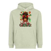 Matcha santas favorite caregiver afro messy bun Heavyweight Hoodie - texasbilliewilder