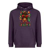 Plum santas favorite caregiver afro messy bun Heavyweight Hoodie - texasbilliewilder
