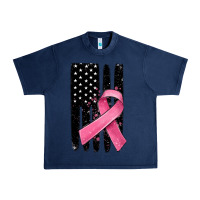 Navy breast cancer ribbon american flag Urban Heavy Tee - MaliasSmallBusiness