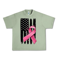 Oil Green breast cancer ribbon american flag Urban Heavy Tee - MaliasSmallBusiness