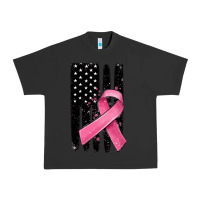 Pigment Black breast cancer ribbon american flag Urban Heavy Tee - MaliasSmallBusiness