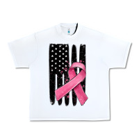 White breast cancer ribbon american flag Urban Heavy Tee - MaliasSmallBusiness