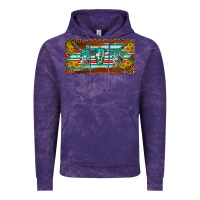 Cloud Purple western howdy cowgirl leopard serape   license plate template Vintage Hoodie - BarkalooDesign
