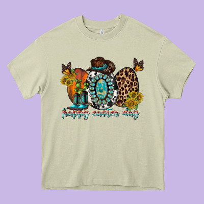 Happy Easter Egg Western Heavy Core Tee Designed By Racoondesign
