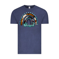 Vintage Denim blessed rainbow cowhide aztec Vintage Tee - Jasminsmagicworld