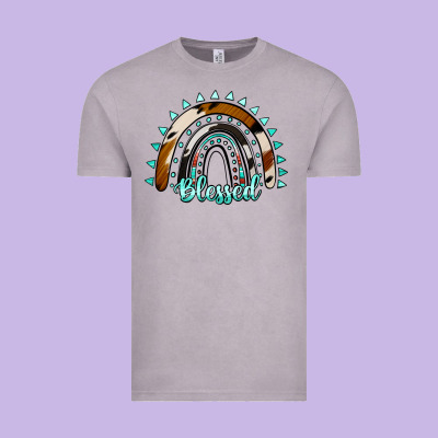 Blessed Rainbow Cowhide Aztec Vintage Tee Designed By Jasminsmagicworld
