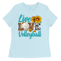 Baby Blue live love volleyball Ladies Tee - HRA Design Shop