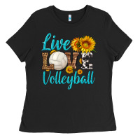 Black live love volleyball Ladies Tee - HRA Design Shop