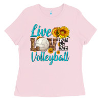 Bubblegum Pink live love volleyball Ladies Tee - HRA Design Shop