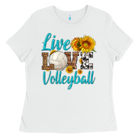 White live love volleyball Ladies Tee - HRA Design Shop