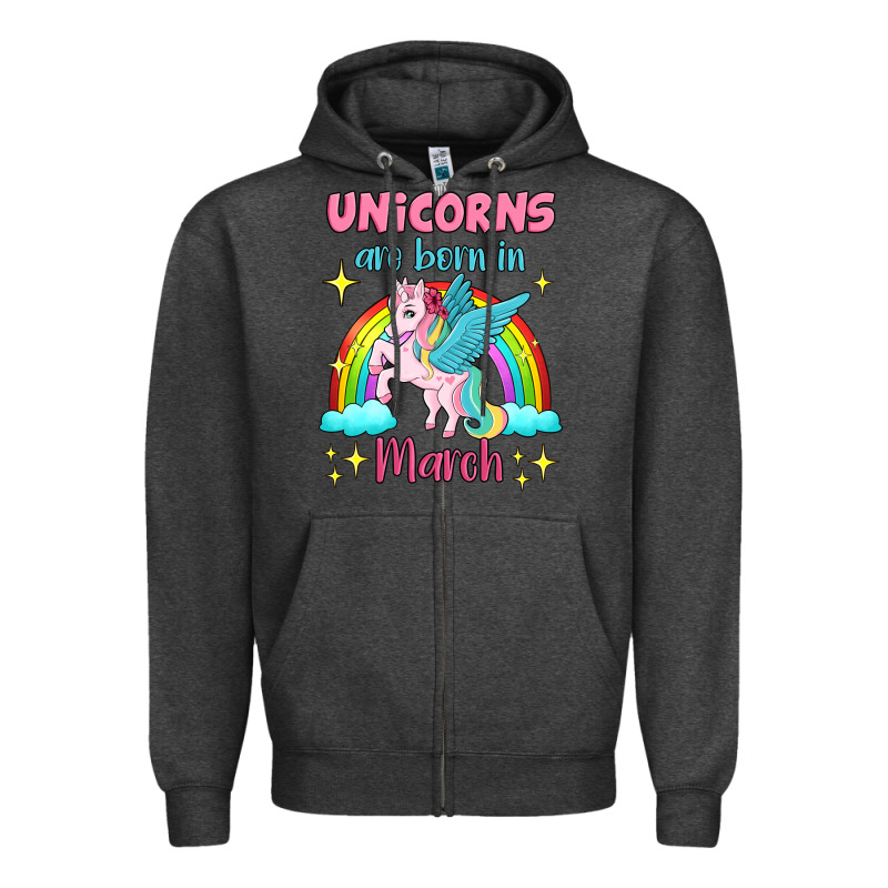 Unicorns Are Born In March Zipper Hoodie by Jasminsmagicworld | Teevron