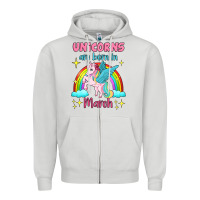Dove Grey unicorns are born in march Zipper Hoodie - Jasminsmagicworld