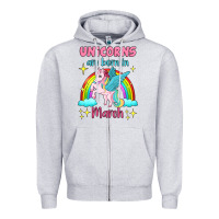 Heather Grey unicorns are born in march Zipper Hoodie - Jasminsmagicworld