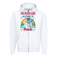 White unicorns are born in march Zipper Hoodie - Jasminsmagicworld