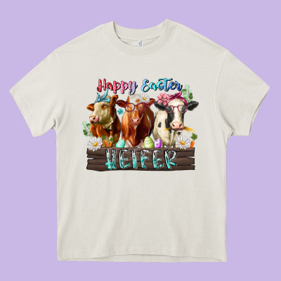 Happy Easter Heifer Heavy Core Tee Designed By Racoondesign