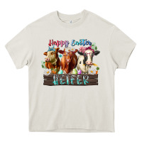 Cream happy easter heifer Heavy Core Tee - RacoonDesign