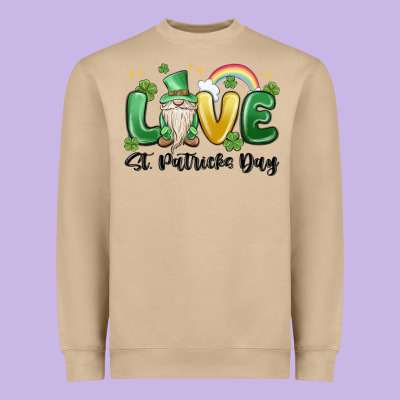 Love St. Patricks Day Gnome Heavyweight Sweatshirt Designed By Maliassmallbusiness