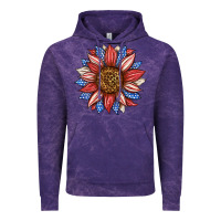 Cloud Purple American Flag Sunflower Vintage Hoodie - LillyAllenDesigns