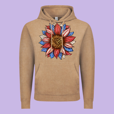 American Flag Sunflower Vintage Hoodie Designed By Lillyallendesigns