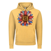 Vintage Mustard American Flag Sunflower Vintage Hoodie - LillyAllenDesigns