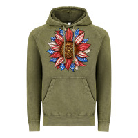 Vintage Olive American Flag Sunflower Vintage Hoodie - LillyAllenDesigns