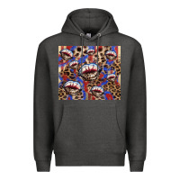 Charcoal Heather American flag lips leopard  tumbler Premium Hoodie - HowdyJamesFarm