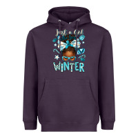 Plum just a girl who loves winter afro messy bun Heavyweight Hoodie - texasbilliewilder