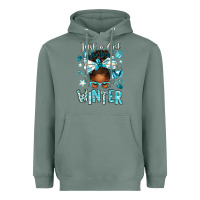 Sage just a girl who loves winter afro messy bun Heavyweight Hoodie - texasbilliewilder