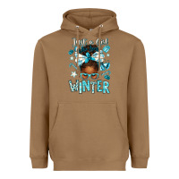 Toasted Coconut just a girl who loves winter afro messy bun Heavyweight Hoodie - texasbilliewilder