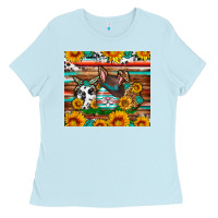 Baby Blue Easter eggs sunflower gemstone tumbler Easter Day Ladies Tee - Neo Western