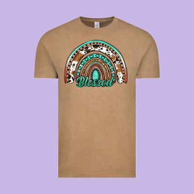 Blessed Western Rainbow Vintage Tee Designed By Jasminsmagicworld
