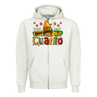 Oatmeal Heather Cuanto my fourth mexican birthday Zipper Hoodie - Jasminsmagicworld